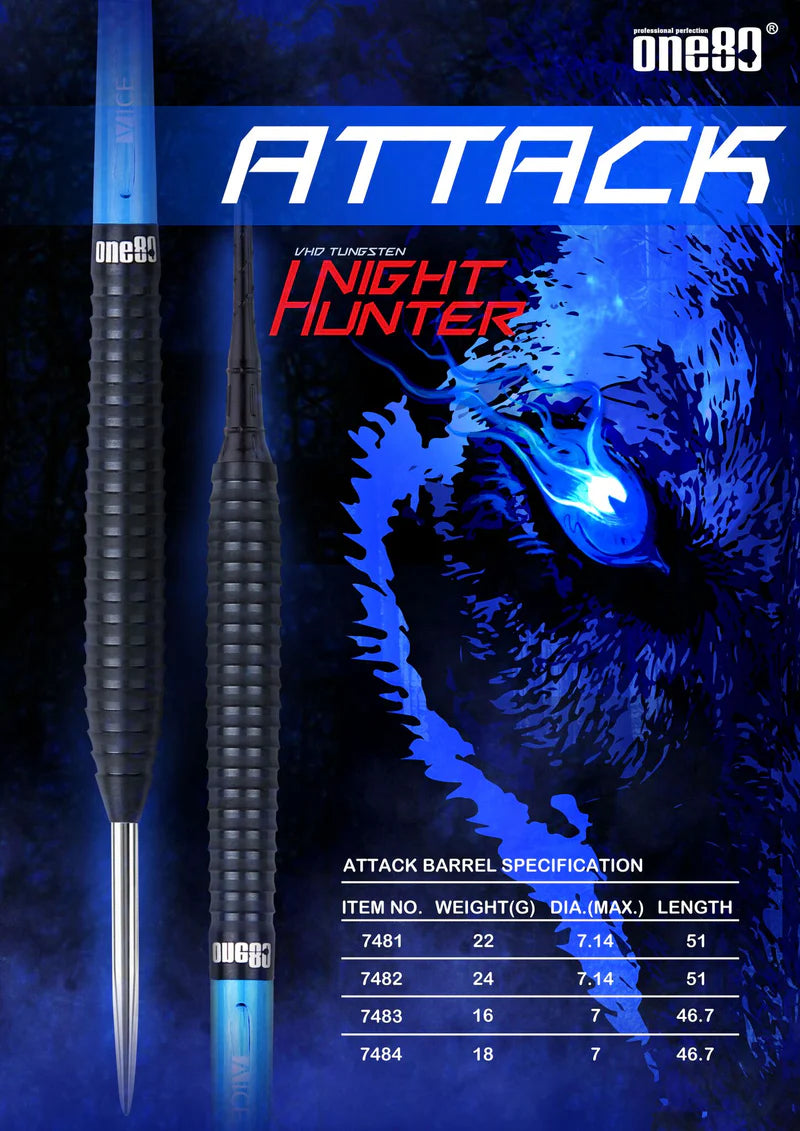 ONE80 - NIGHTHUNTER - ATTACK - STEELDART 22 g